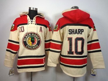 Chicago Blackhawks #10 Patrick Sharp White Sawyer Hooded Sweatshirt NHL Jersey