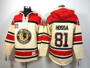 Chicago Blackhawks #81 Marian Hossa White Sawyer Hooded Sweatshirt NHL Jersey