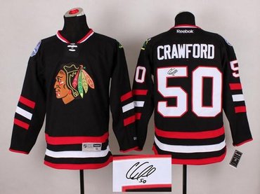 Chicago Blackhawks #50 Corey Crawford Black Autographed Stitched NHL Jersey