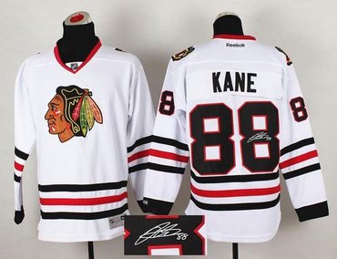 Chicago Blackhawks #88 Patrick Kane White Autographed Stitched NHL Jersey