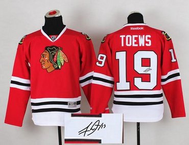 Chicago Blackhawks #19 Jonathan Toews Red Autographed Stitched NHL Jersey