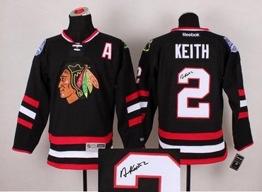 Chicago Blackhawks #2 Duncan Keith Black Autographed Stitched NHL Jersey