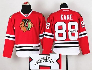 Chicago Blackhawks #88 Patrick Kane Red Autographed Stitched NHL Jersey