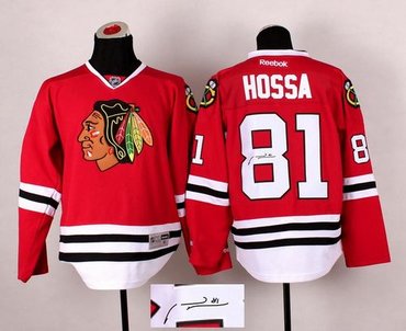 Chicago Blackhawks #81 Marian Hossa Red Autographed Stitched NHL Jersey