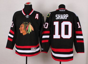 Chicago Blackhawks #10 Patrick Sharp(A Patches)Black 2014 Stadium Series Hockey NHL Jersey