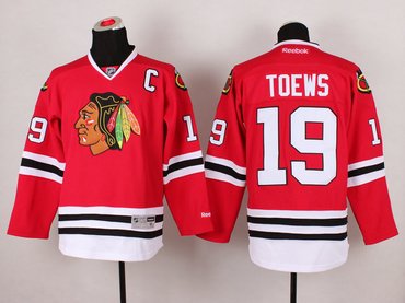 Chicago Blackhawks #19 Jonathan Toews(C patches) Red Hockey NHL Jersey