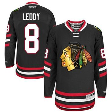 Chicago Blackhawks #8 Nick Leddy Black 2014 Stadium Series Hockey NHL Jersey