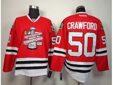 NHL chicago blackhawks #50 crawford red(new 2013 Stanley cup champions)