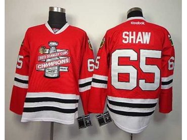 NHL chicago blackhawks #65 shaw red(new 2013 Stanley cup champions)