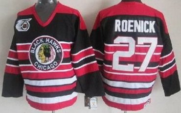 Chicago Blackhawks 27 Jeremy Roenick Black 75th Throwback CCM NHL Jerseys