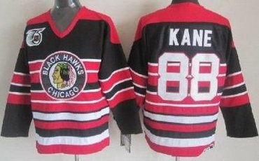 Chicago Blackhawks 88 Patrick Kane Black 75th Throwback CCM NHL Jerseys