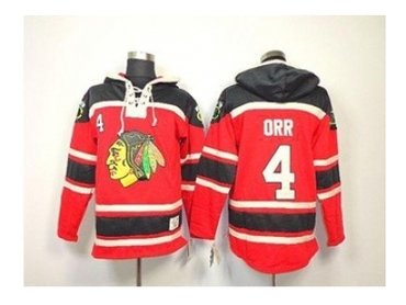 nhl chicago blackhawks #4 orr red(pullover hooded sweatshirt)