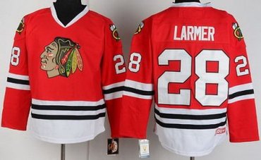 Chicago Blackhawks 28 Steve Larmer Red CCM Throwback NHL Jerseys