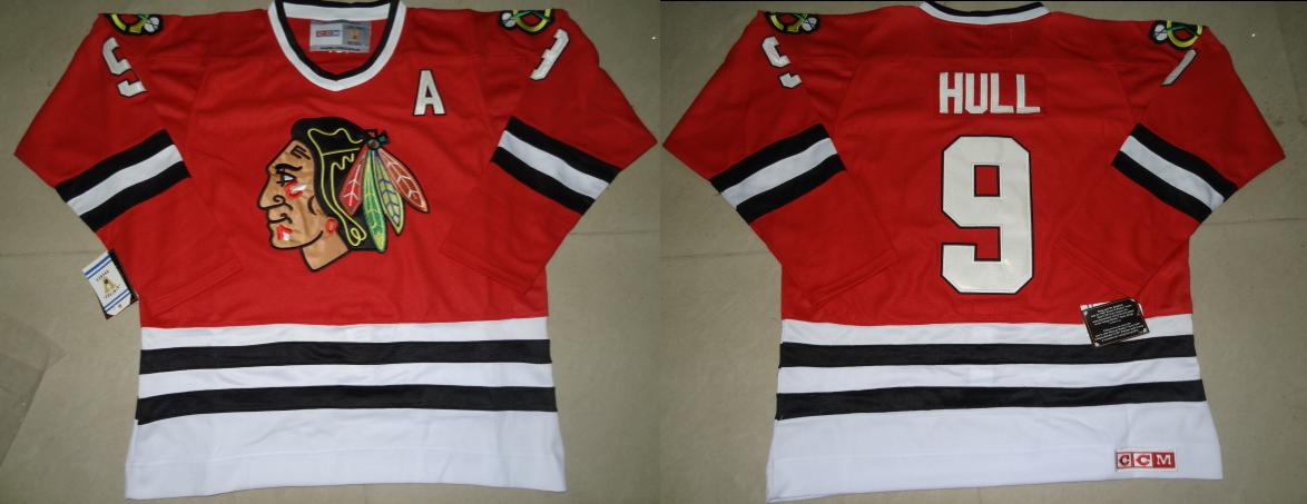 NHL Chicago Blackhawks 9 Bobby Hull CCM Red Jersey