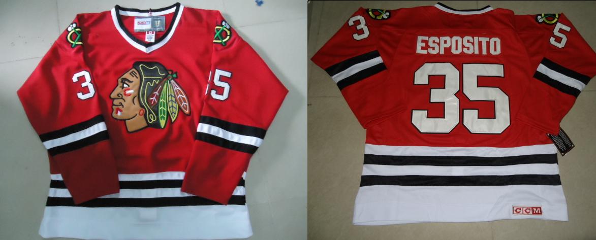 NHL Chicago Blackhawks 35 ESPOSITO CCM Red Jersey