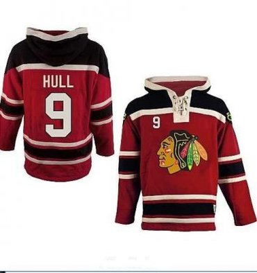 nhl jerseys Chicago Blackhawks 9# Bobby Hull Hockey Red Color Hooded Sweatshirt