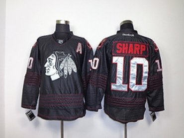 nhl jerseys chicago blackhawks #10 sharp full black(patch A)