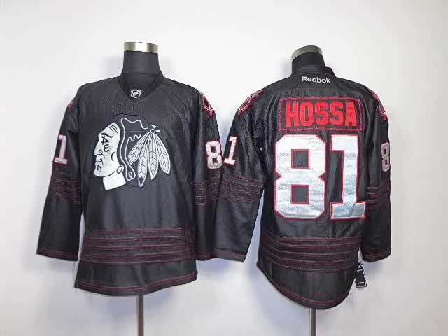 NHL Chicago Blackhawks 81 Hossa Black Jerseys