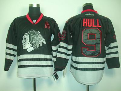 Chicago Blackhawks 9 Bobby Hull Black ice jerseys