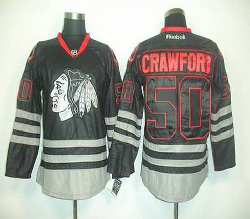 2012 black Chicago Blackhawks 50 CRAWFORD black jerseys