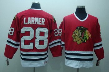 Chicago Blackhawks 28 Larmer red jerseys CCM