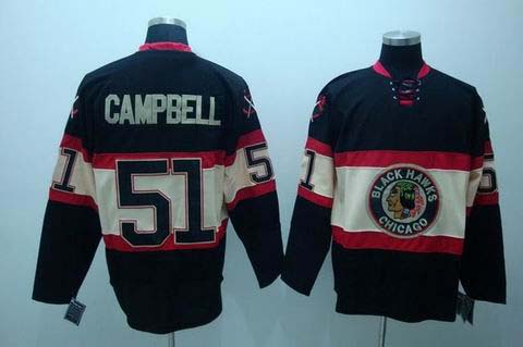 nhl chicago blackhawks #51 campbell black[new third jersey]