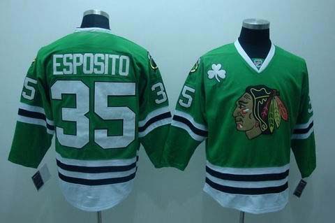 nhl chicago blackhawks #35 esposito green