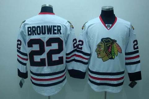 nhl chicago blackhawks #22 brouwer white