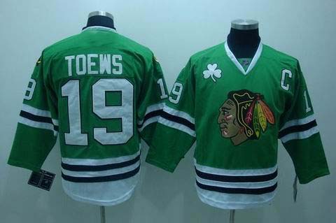 nhl chicago blackhawks #19 toews green