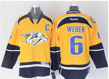 Nashville Predators #6 Shea Weber Yellow Stitched NHL Jersey