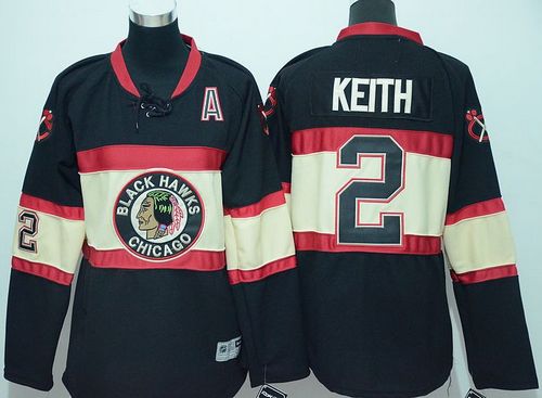 Youth Blackhawks #2 Duncan Keith Black Stitched New Third NHL Jersey