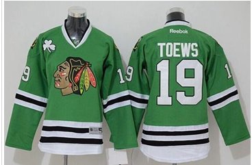 Youth NHL Blackhawks #19 Jonathan Toews Stitched Green Jersey