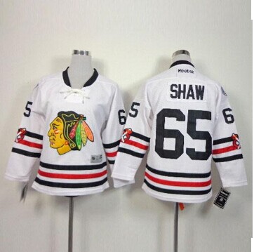 Youth Blackhawks #65 Andrew Shaw White 2015 Winter Classic NHL Jersey