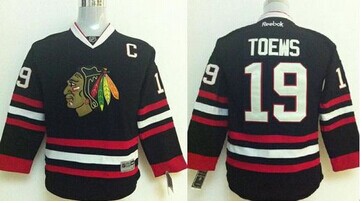 Youth NHL Blackhawks #19 Jonathan Toews Stitched Black Jersey