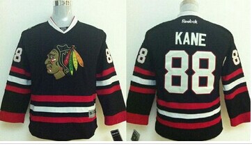 Youth NHL Blackhawks #88 Patrick Kane Stitched Black Jersey