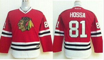 Youth NHL Blackhawks #81 Marian Hossa Stitched Red Jersey