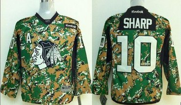 Youth NHL Chicago Blackhawks #10 Patrick Sharp Camo Veterans Day Practice Stitched Jersey