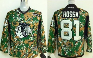 Youth NHL Chicago Blackhawks #81 Marian Hossa Camo Veterans Day Practice Stitched Jersey