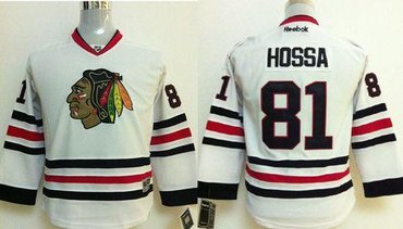 Youth NHL Chicago Blackhawks #81 Marian Hossa White Jersey