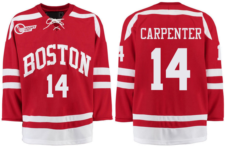 Boston University Terriers BU 14 Bobo Carpenter Red Stitched Hockey Jersey