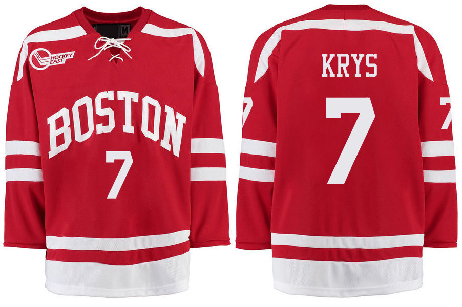 Boston University Terriers BU 7 Chad Krys Red Stitched Hockey Jersey