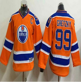 Youth Edmonton Oilers #99 Wayne Gretzky Orange CCM Throwback Stitched NHL Jersey