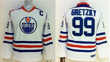 Youth NHL Edmonton Oilers #99 Wayne Gretzky White Stitched NHL Jersey