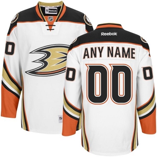 Men's Reebok Anaheim Ducks Customized Authentic White Away NHL Jersey