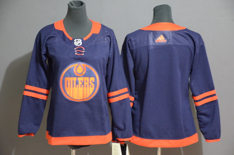 Women Oilers Blank Navy Women 50th Anniversary Adidas Jersey