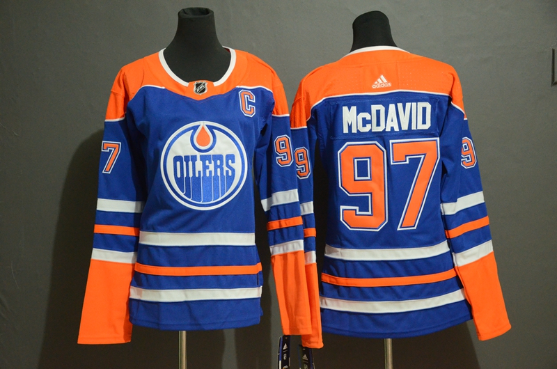 Women Oilers 97 Connor McDavid Royal Women Adidas Jersey