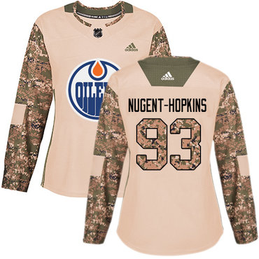 Adidas Oilers #93 Ryan Nugent-Hopkins Camo Authentic 2017 Veterans Day Women's Stitched NHL Jersey