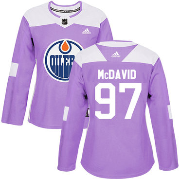 Adidas Oilers #97 Connor McDavid Purple Authentic Fights Cancer Women's Stitched NHL Jersey