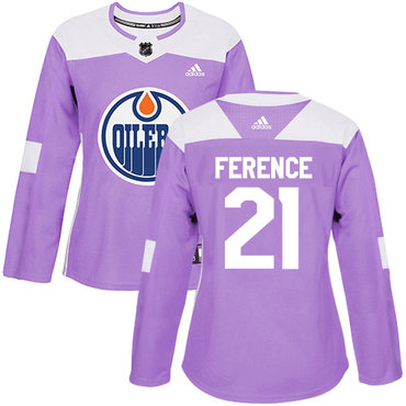 Adidas Oilers #21 Andrew Ference Purple Authentic Fights Cancer Women's Stitched NHL Jersey