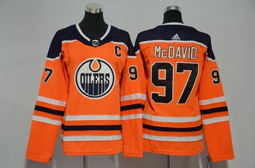 Women Oilers 97 Connor McDavid Orange Adidas Jersey